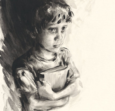 I lived in books, illustration for The Ocean at the End of the Lane (pen and ink)