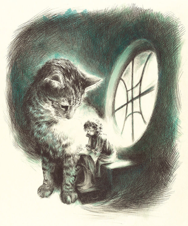 Round Window Giant Cat