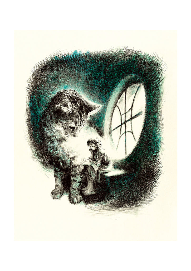 Print of Round Window Cat