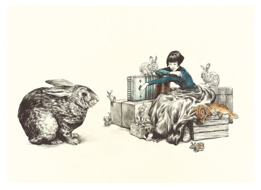 Print of Rabbit Luggage