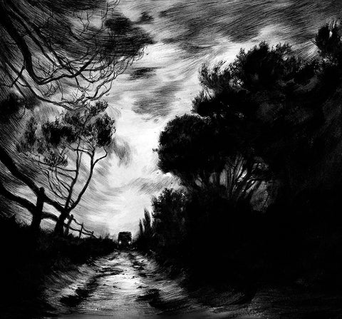 Night drive - illustration for The Ocean at the End of the Lane by Neil Gaiman